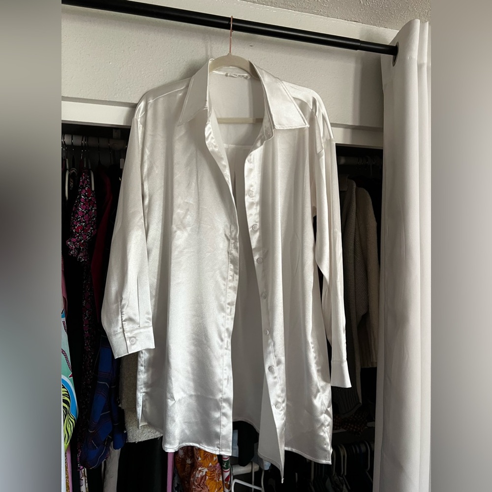 Ivory Satin White Blouse dress